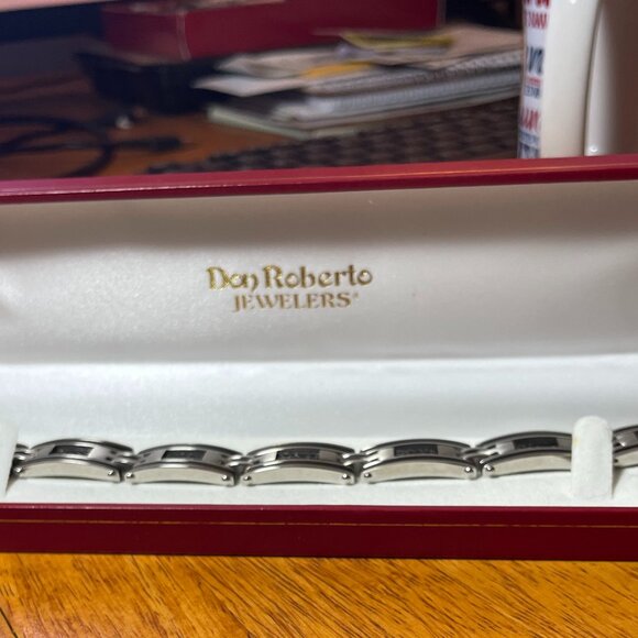 Don Roberto Other - Men's Stainless Steel Bracelet-Don Roberto, Black Inlay